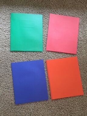 Set Of 4 Folders in Green, Pink, Blue & Orange